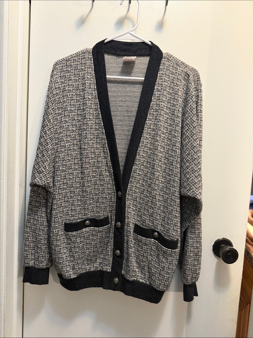 Vintage Graff Californiawear Tweed Knit Cardigan Button Front Made in USA 14
